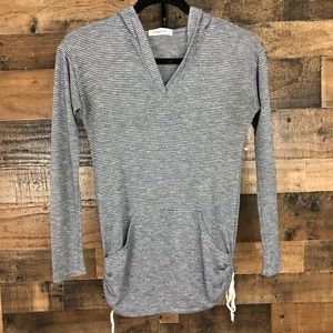 GINGER G blue white stripe hooded top XS